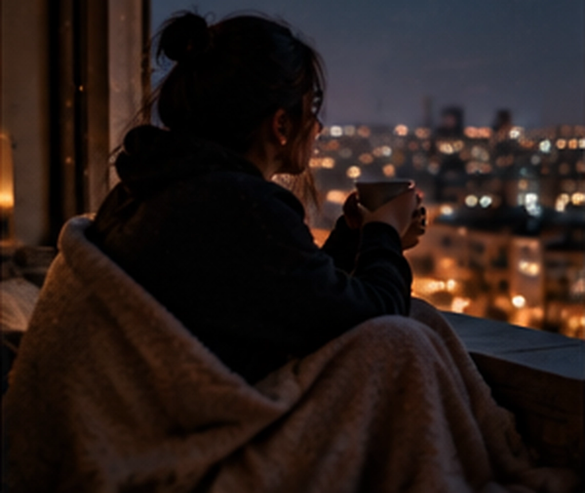 خلفيات حزينة مع أضواء المدينة