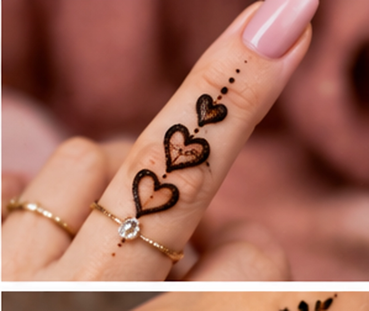 قلوب صغيرة مرسومة بالحناء