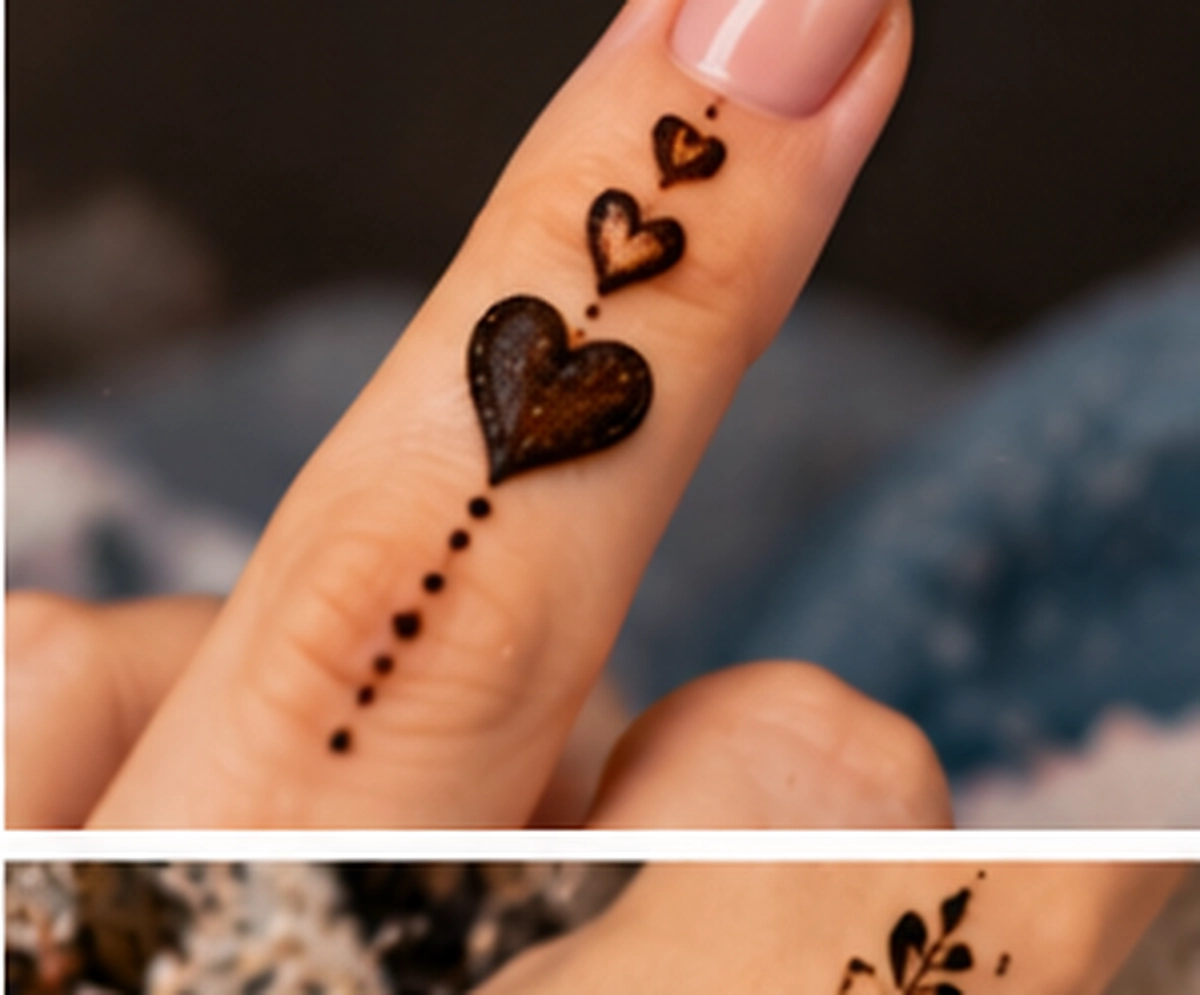 أشكال حب صغيرة بالحناء للأصابع
