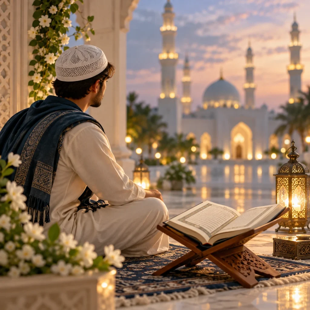 صورة شاب امام المصحف 